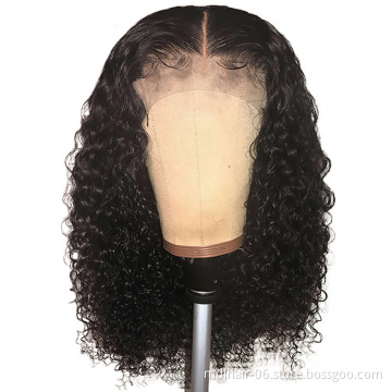 4*4 swiss lace Front Closure Human Hair Short Deep Bob Wigs Peruvian Wholesale Virgin Human Hair Wigs Deep Wave